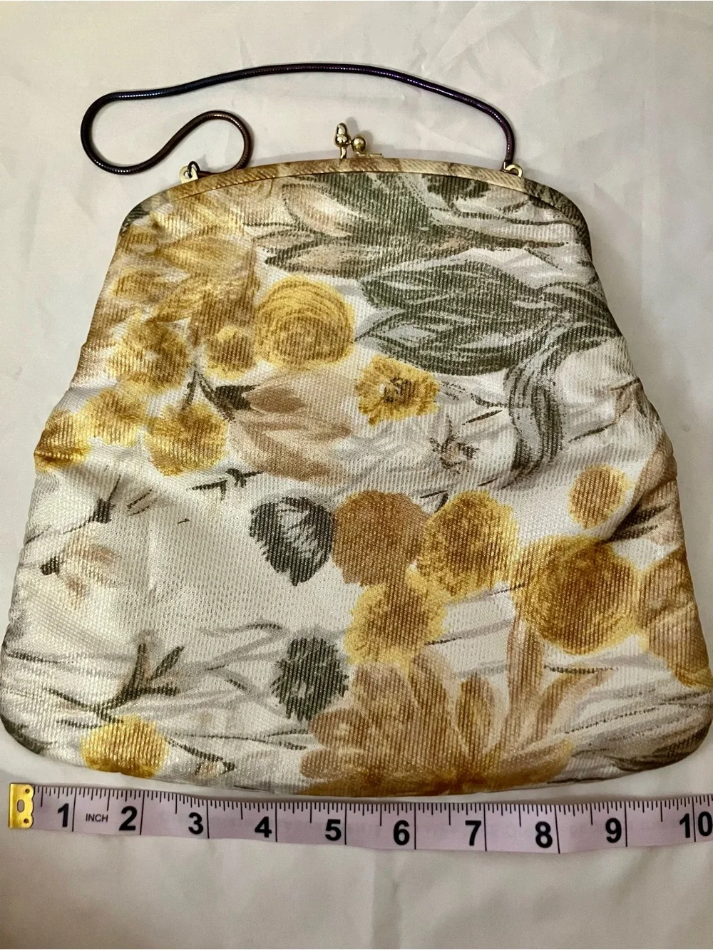 Vintage Ingber Floral Frame-Top Evening Clutch in Cream, Gold and Green - Picture 5 of 9